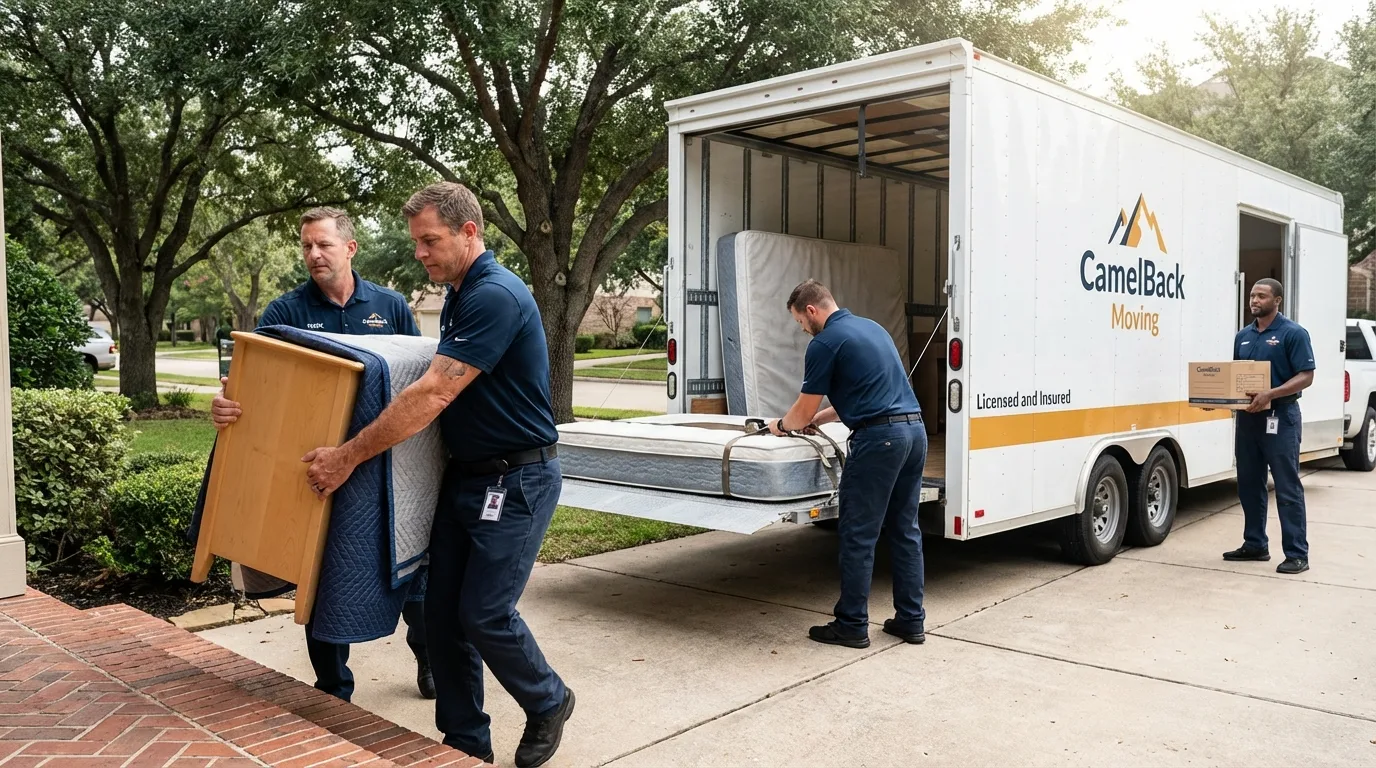Crew loading residential truck for cross-state move from Anna Maria, FL