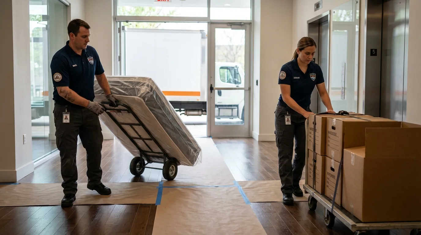 Professional apartment movers loading elevator in Anna Maria, FL